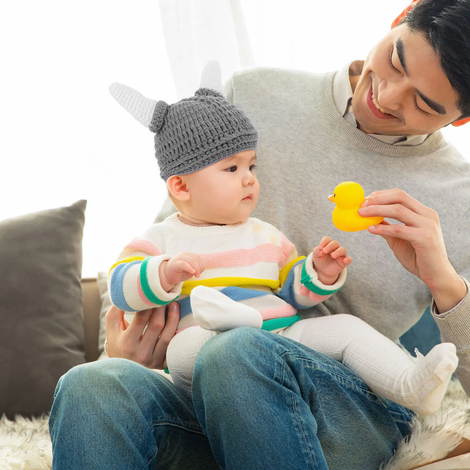 

Baby Knitting Winter Warm Thick Woolen Beanie For Kids Cozy Grey Cap Newborn Toddler Children Infant Care Hat Knitting Hat