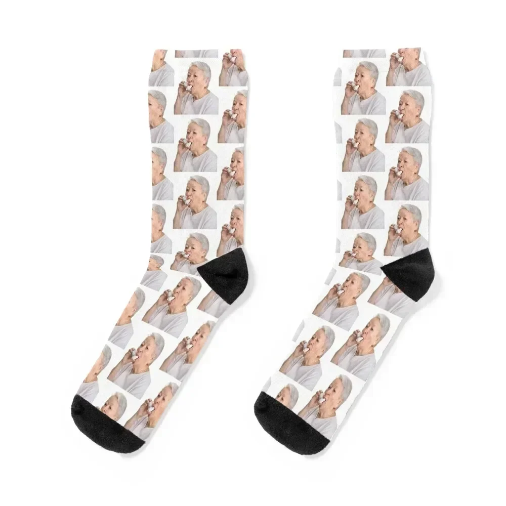Old Lady with Inhaler Socks Run kids Novelties christmas stocking Socks Female Men's