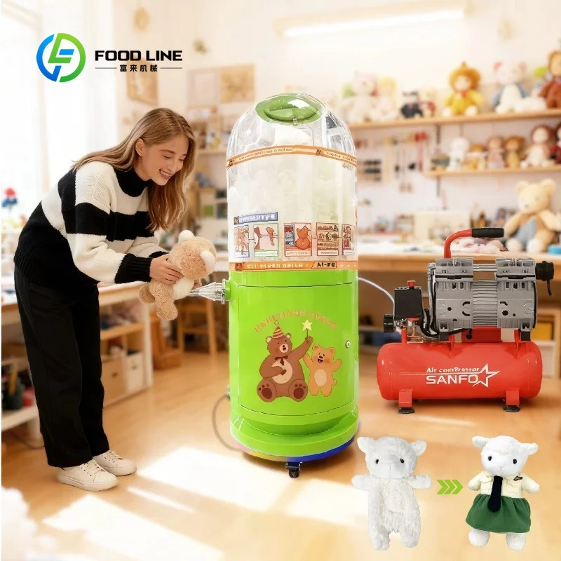 Semi Automatic Plush Toy Stuffing Machine, Home Use Cotton Filling Equipment 1600W Motor with 4-8 Inch Interchangeable Nozzles