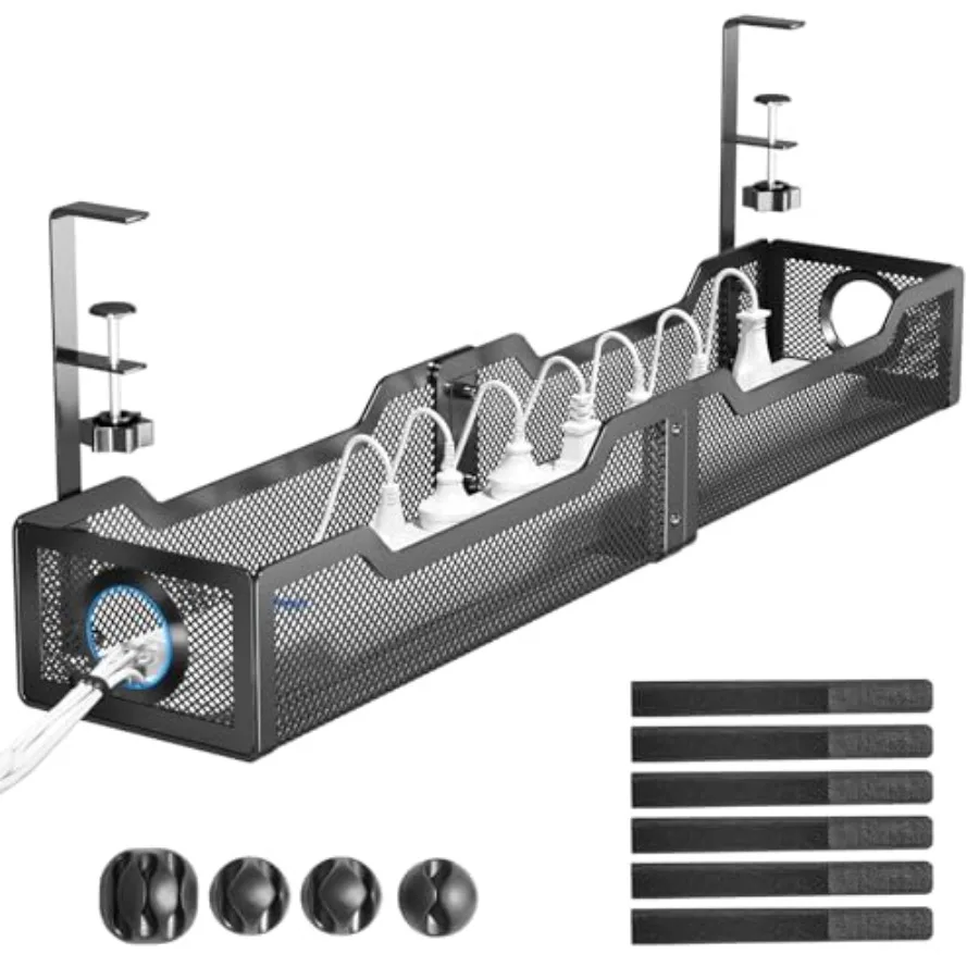 

Улучшенный] Сверхбольшой органайзер для кабелей под столом, 25 дюймов, без сверления, с зажимом, для организации проводов и кабелей