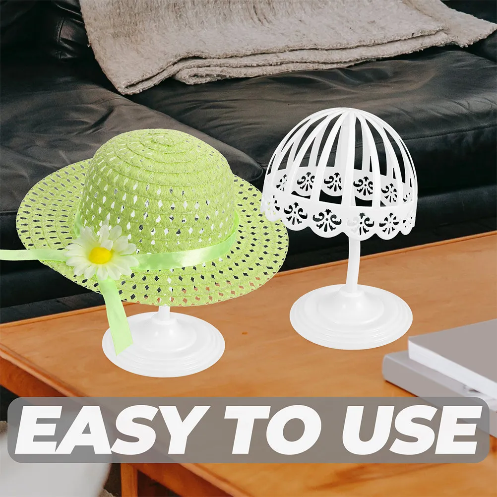 2Pcs Baby Cap Display Stand Desktop Hollow Hat Rack Realistic Head Shape Breathable Design Sturdy Plastic Retail Home Hat