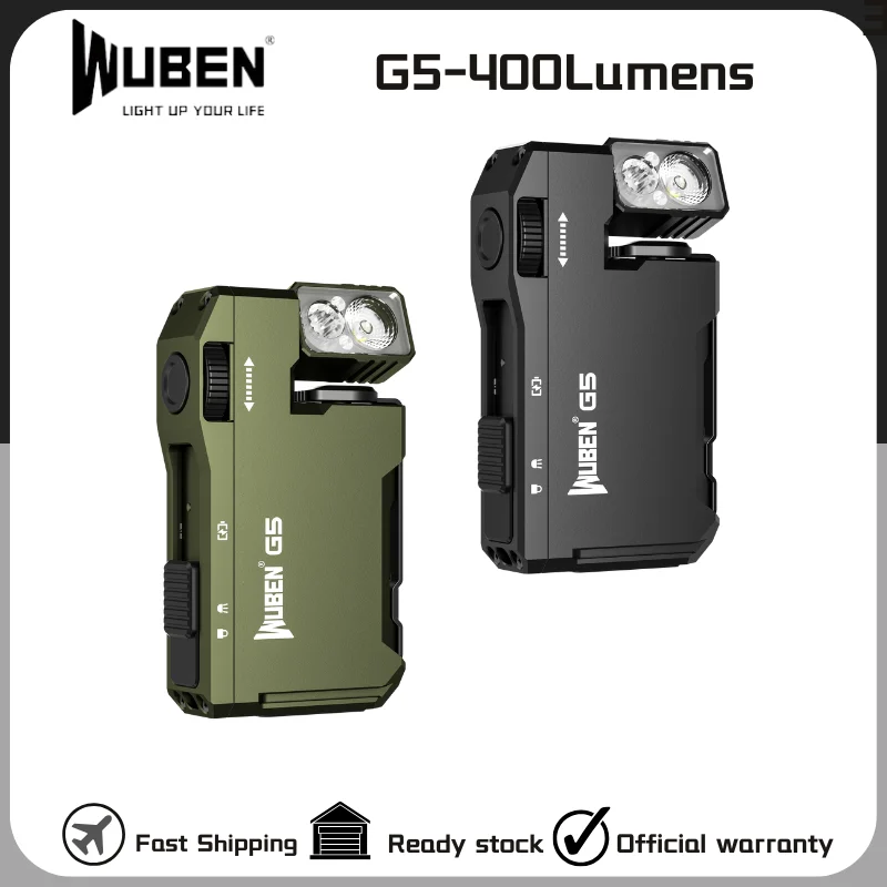 WUBEN G5 400Lumens Mini EDC Light Rechargeable Bulit-in Battery Ultra-lightweight 180° Rotating Head With Magnetic Tail