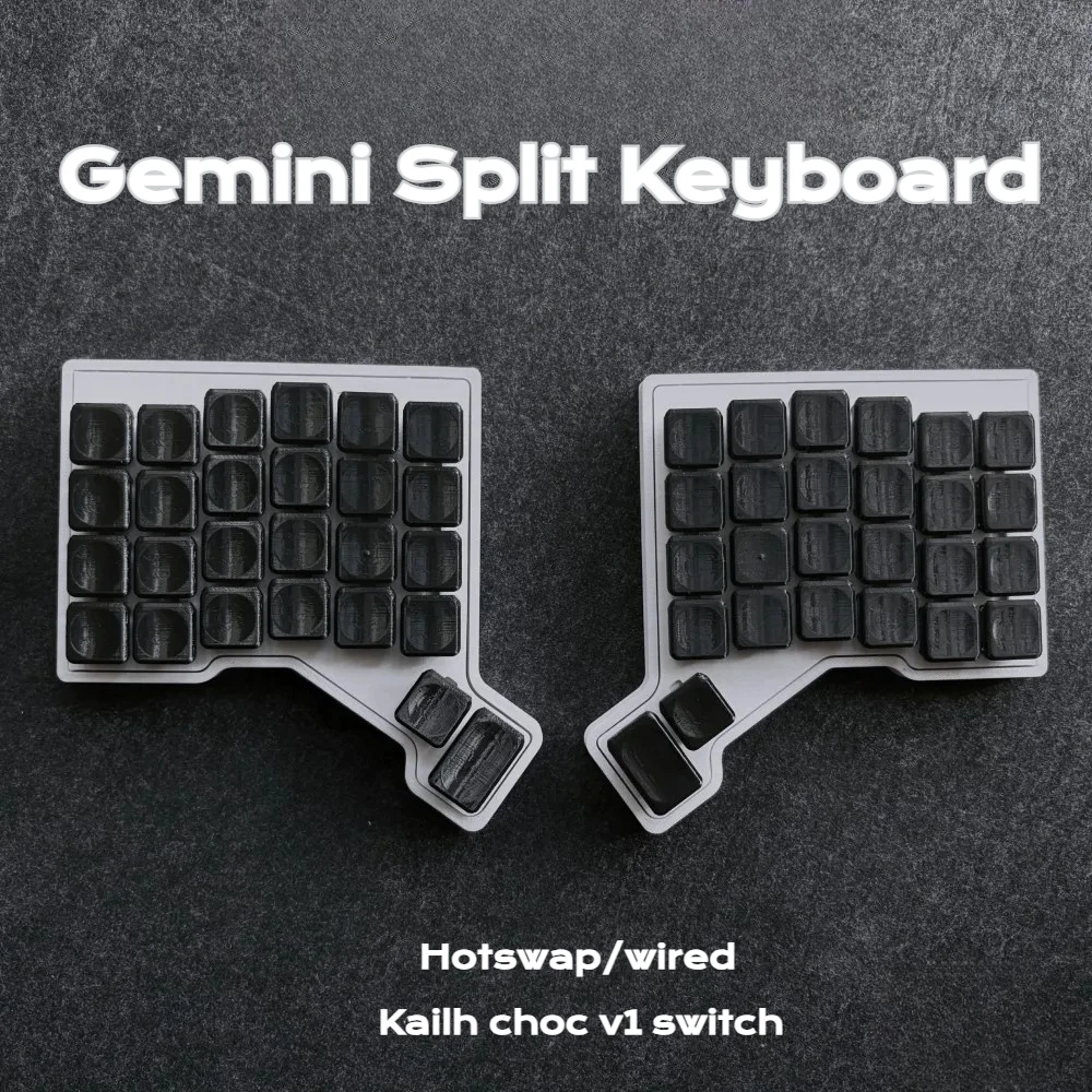 

Low Proflie Gemini Split Keyboard Magnetic Tenting Wired Hotswap Kailh Choc V1 Gaming Keyboard Ergonomics QMK Vial RGB Keyboard