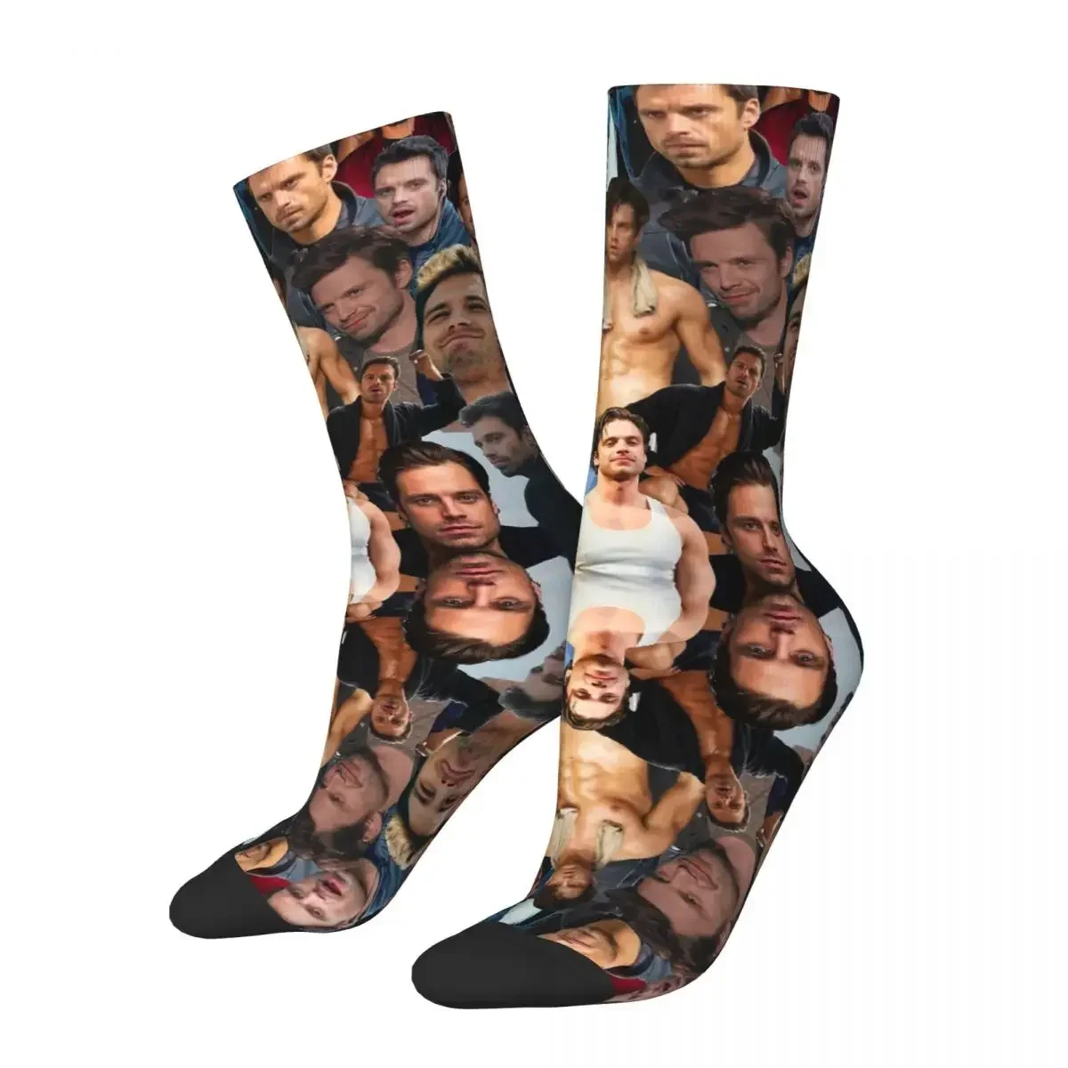 Sebastian Stan Photo Collage Socks Harajuku Super Soft Stockings All Season Long Socks Accessories for Man's Woman's Gifts