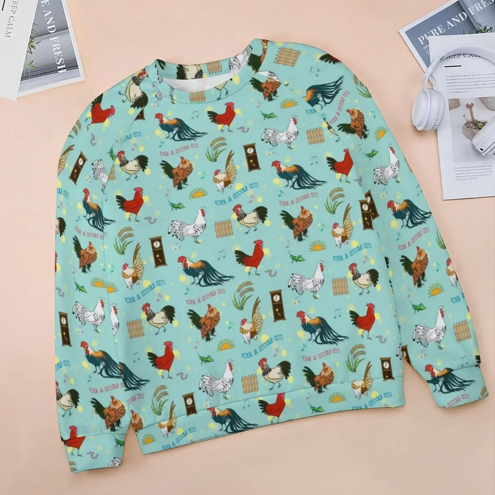 Pretty Cartoon Chicken Hoodies Women Cute Roosters Street Style Casual Hoodie Spring Long Sleeve Kawaii Graphic Clothing