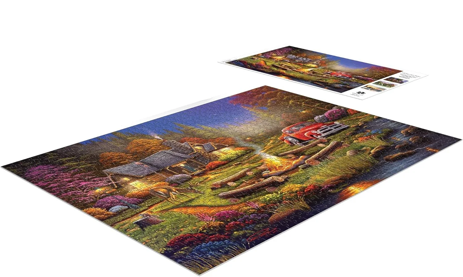 Forest Bonfire Hut 120/300/500/520/1000/1314 Pcs Jigsaw Puzzle Challenging Family Activity Floor Game for Gameroom Bedroom Decor