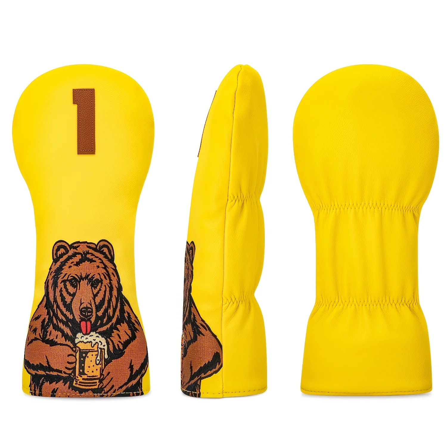 1pc/3pcs Brown Bear Golf Club Cover, Featuring a Golf-themed Cap Cover That Is Lively and Vibrant image 3