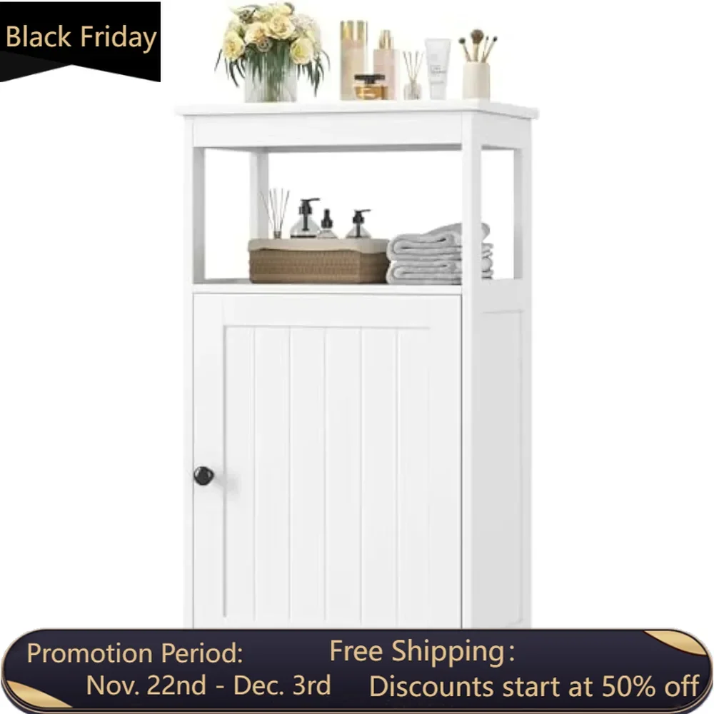 Bathroom floor storage cabinet, bathroom independent storage cabinet with single door and adjustable shelf