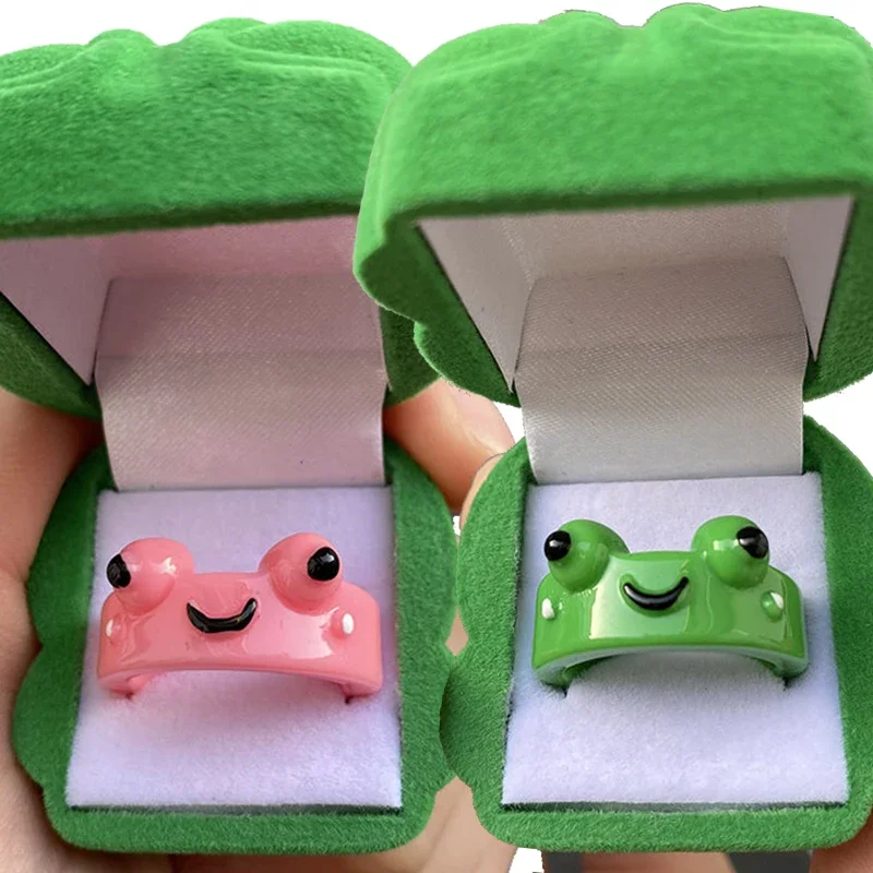 Cartoon Frog Rings for Men Fashion Cute Frog Resin Women's Ring Acrylic Animal Band Jewelry Couple Rings Best Friends Gift