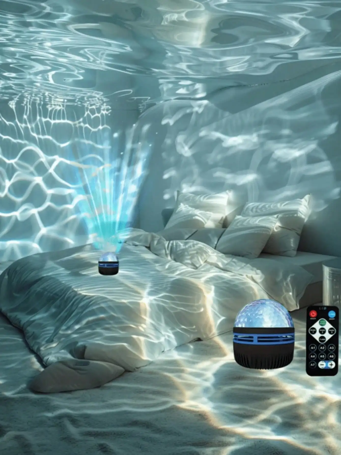 

LED Water Wave Atmosphere Projection Lamp - With Ripple Effect, It Can Be Plugged In And Makes People Feel As If They Are In The Midst Of Ocean Waves.It Is The Perfect Birthday Gift And Is Suitable For Game Rooms, Bedrooms, Living Rooms, And Can Also Be U