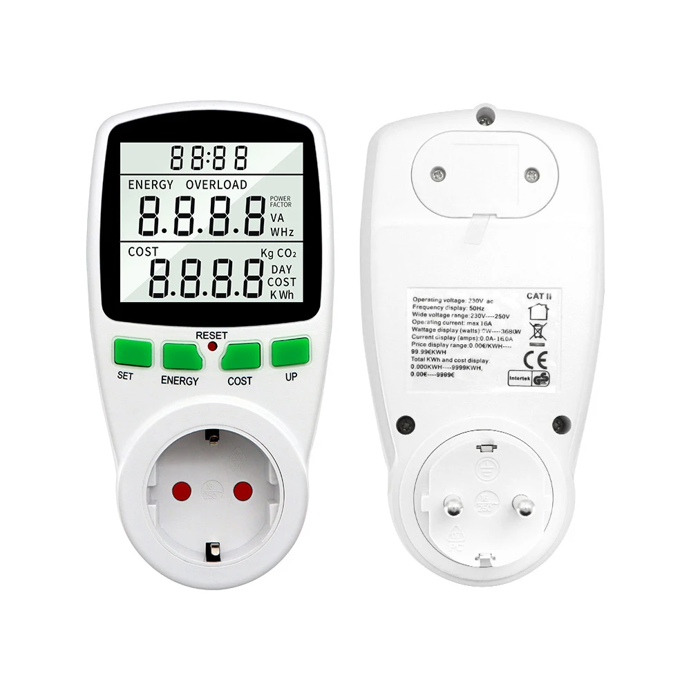 Digital Power Meter Wattmeter Billing Timing Socket Energy Meter KWh Voltage Current Frequency Electricity Monitor EU Plug