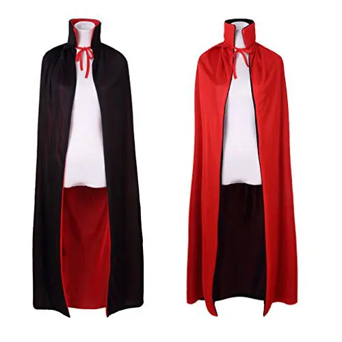 Red standing collar Halloween cape Death cape Black red single and double layer cape Pirate cape Witch cape