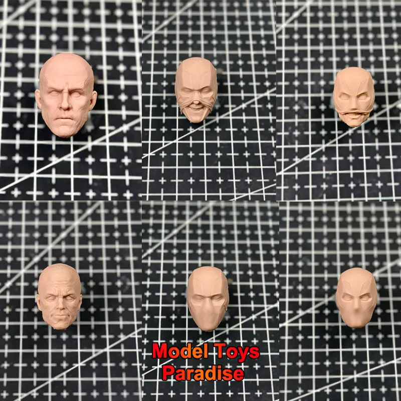 Unpainted 1/12 Men Soldier Anti Hero Head Sculpt Deadpool White Model Head Fit 6inch Mezco ML mafex Action Figure Body