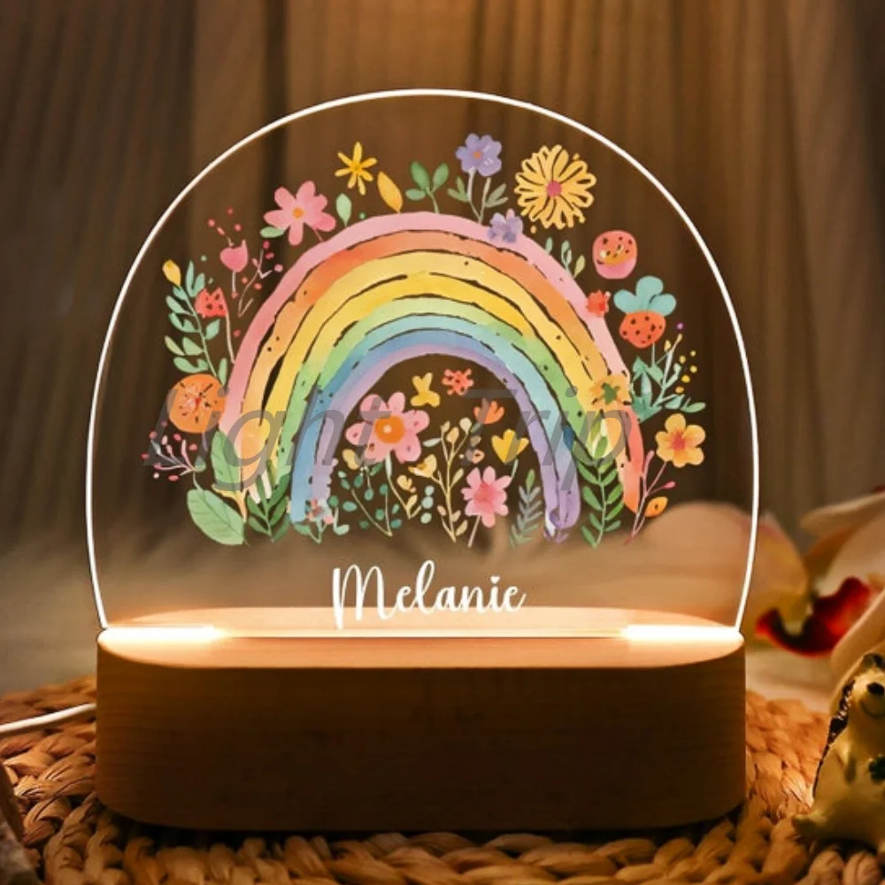 Personalized Name LED Flower Fairy USB 7 Colors 3D Nightlights Custom Light Cartoon Acrylic Lamp For Baby Kid Room Decor Lampara