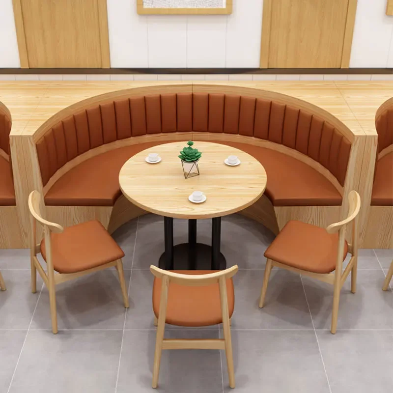 

Fast food restaurant Sofa stool Commercial cafe Wooden round restaurant Booth seat Furniture Table and chair set Coffee shop