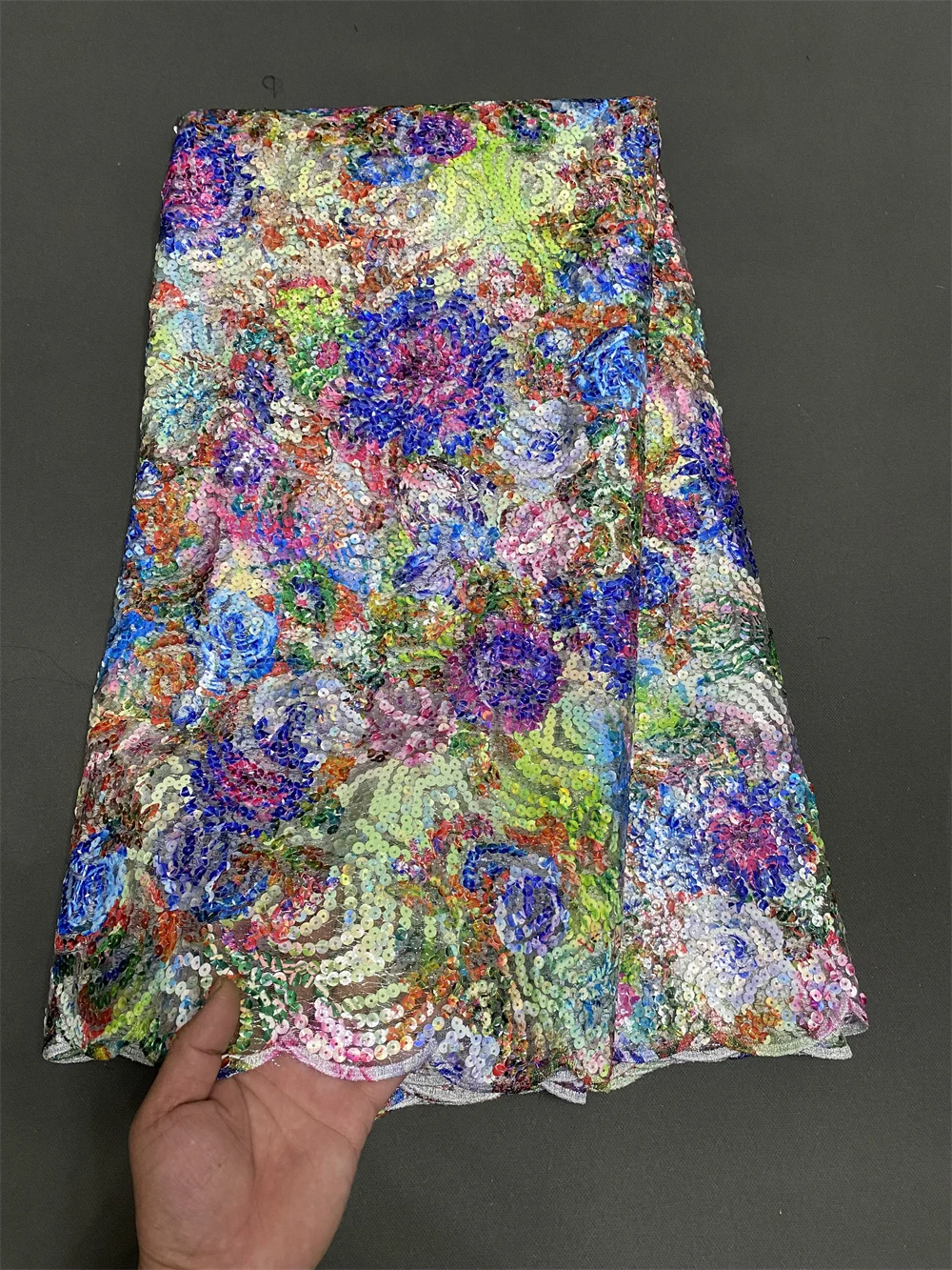 

African printing sequins lace fabric 2025 high quality embroidery nigerian sequins net lace fabric for wedding women dress