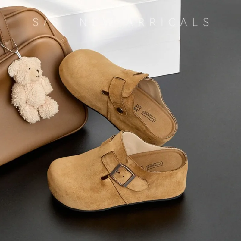 

7CM Women's Shoes Fashion Retro Platform Muller Slippers for Woman Comfort Vacation Casual Shoes Designer Shoes Zapatos De Mujer
