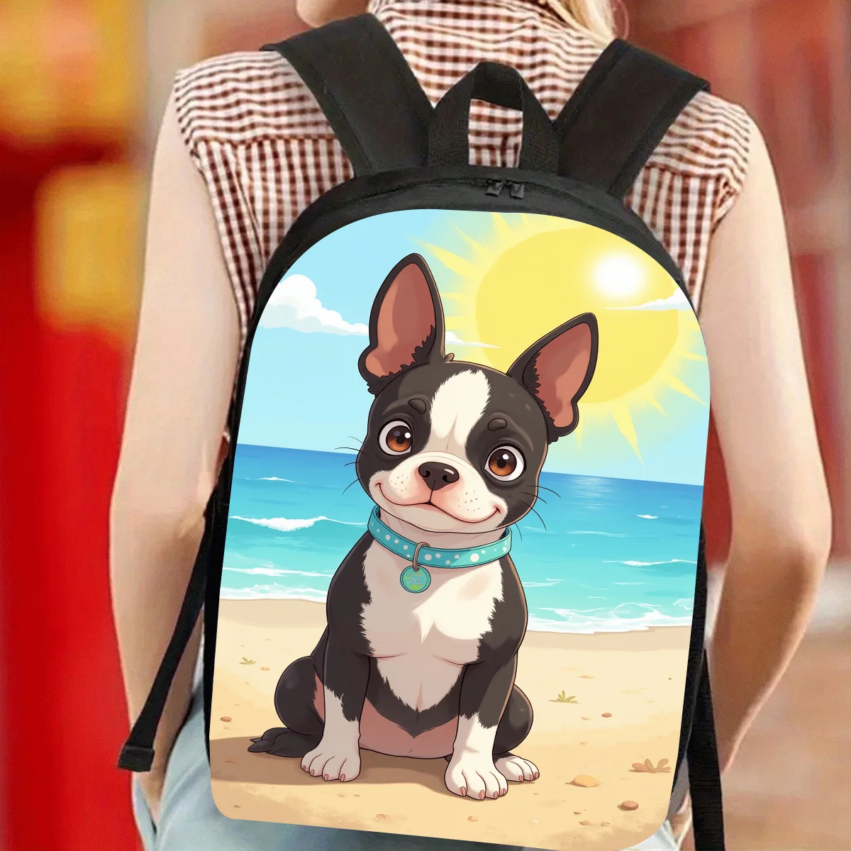 

1Pc, Cartoon Style Dog Backpack, Large Capacity 17 Inch Casual Backpack Laptop Bag with Water Bottle Holder - Lightweight
