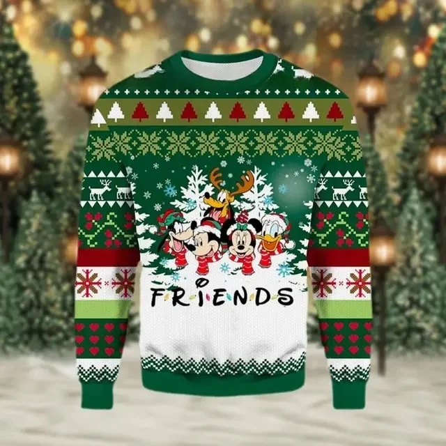 

2025 Disney Christmas Sweater Men's Womens 3d Ugly Sweater Mickey Ugly Christmas Sweater Anime Xmas Gifts Sweater Kids Clothes 3