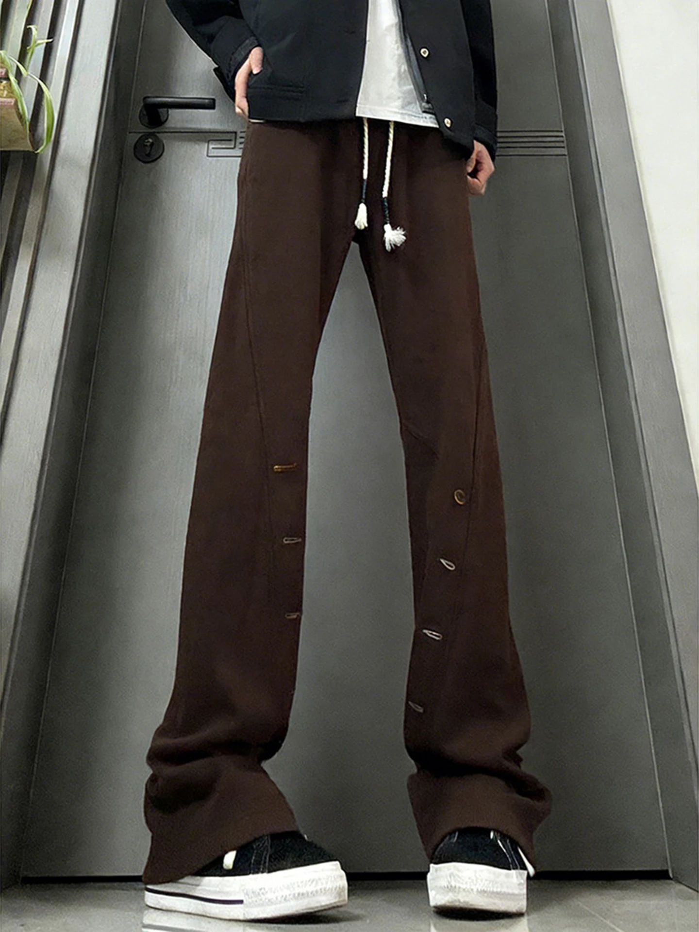 

Men's Brown Corduroy Fce Lined Casual Pants Winter Loose Fit Straight Leg Comfortable Breathable Faionable American Sle