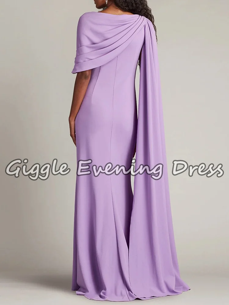 Giggle Purple Saudi Arabia Crepe Satin Evening Dresses with Slit One Shoulder Elegant Women's Formal Party Dresses Customized