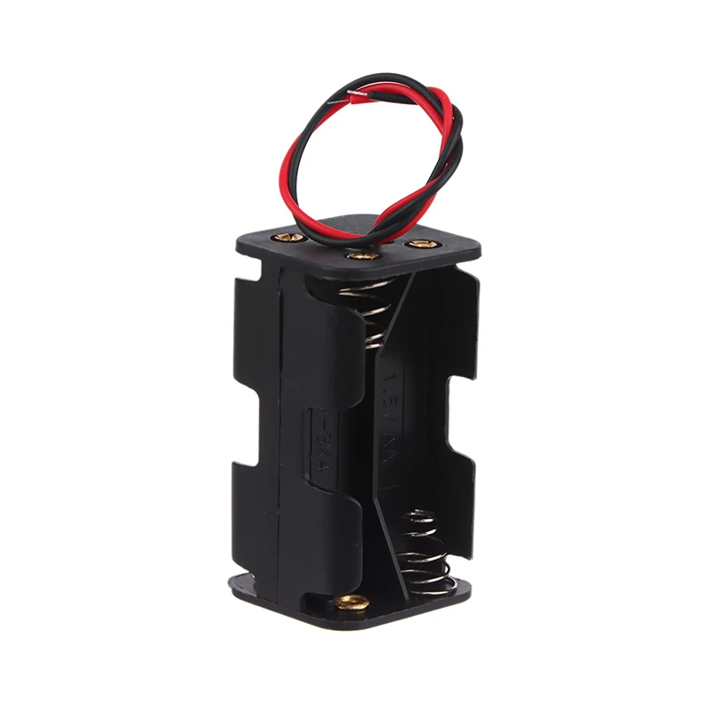 High Quality AA Battery Holder 6V for 4 x AA Batteries Black Plastic Storage Box AA Battery Case Dual Layers With Wire Lead