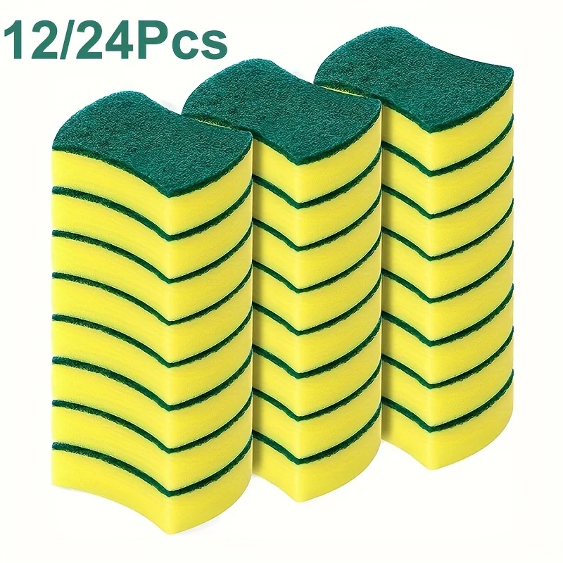12/24pcs Anti-Scratch Kitchen Cleaning Sponge, Dish Towel, Scouring Pad | Dishware Scrubbing Sponge