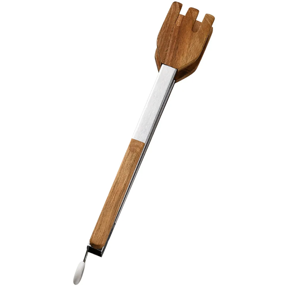 

Кухонные щипцы для еды, 9 дюймов, из нержавеющей стали, с деревянной ручкой, с защитой от ожогов, для приготовления пищи, барбекю, сервировки, для дома, пикника, вечеринок