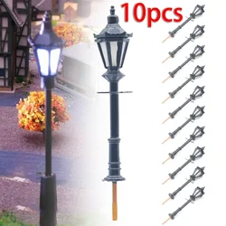 10 sztuk Model lampy uliczne skala 1:75 kolejowa 3V LED latarnia Patio kinkiet dekoracja scenerii architektura układ budynku