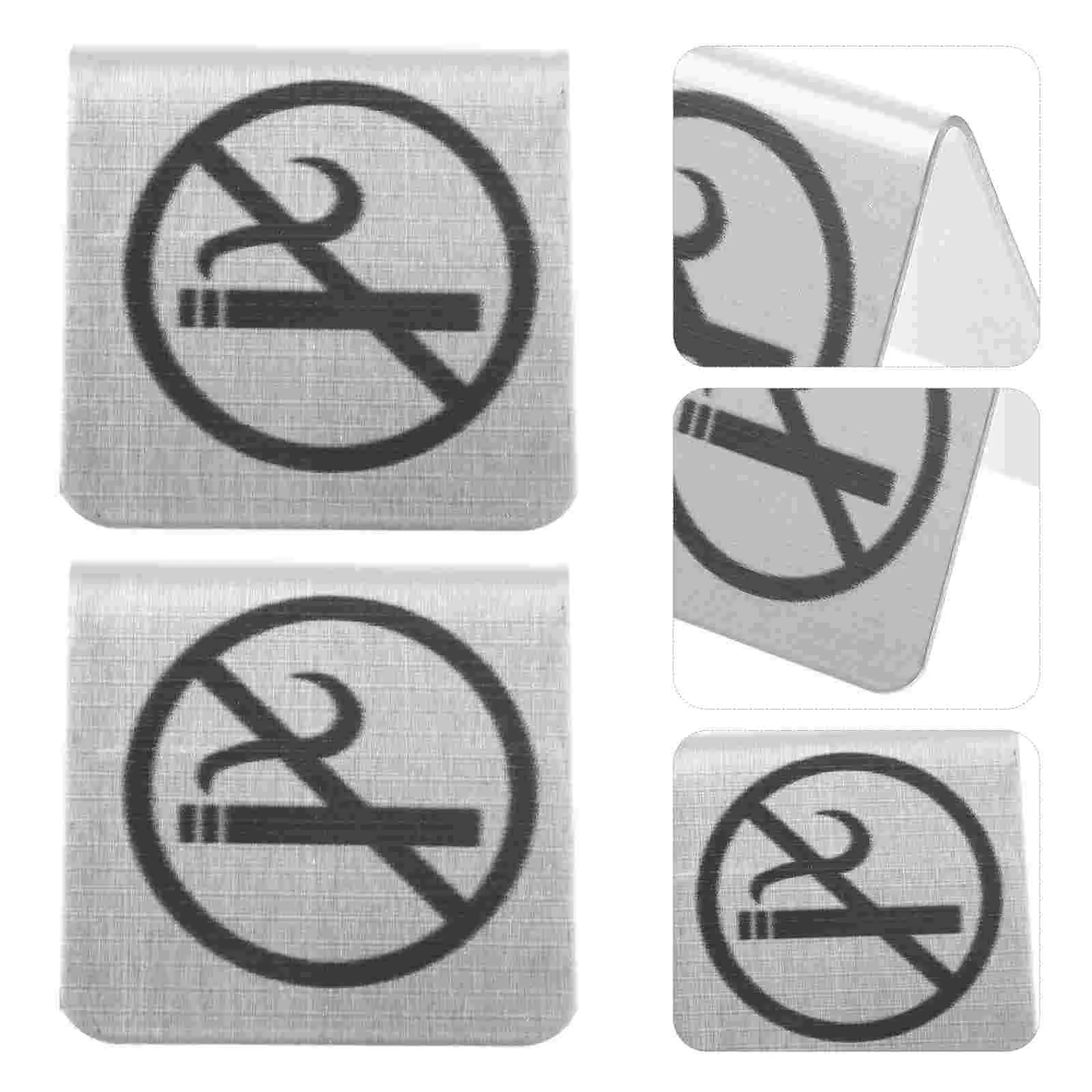 Table Cards No-smoking Sign Board Indoor No-smoking No-smoking Indicator Prohibited Smoking Sign Stainless Steel Table Sign