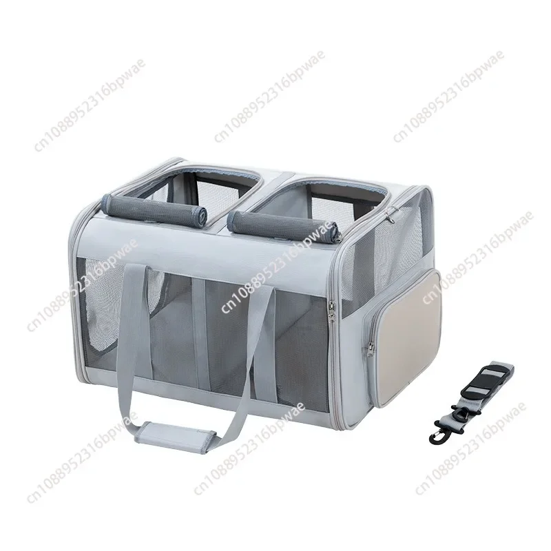 Pet Car Cage Cat Carrier Bag  Expandable Pet Cage Breathable Dog Car Bag Multi Pet Collapsible and Washable