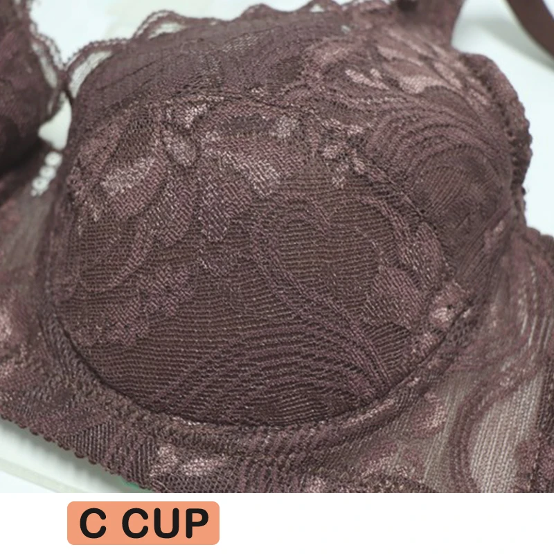 Fashion Plus Size Lace Bra Sexy Bralette Lingerie Adjustable Bra Push Up Under-Wire Brassiere Ultrathin Female Bras Asian Size