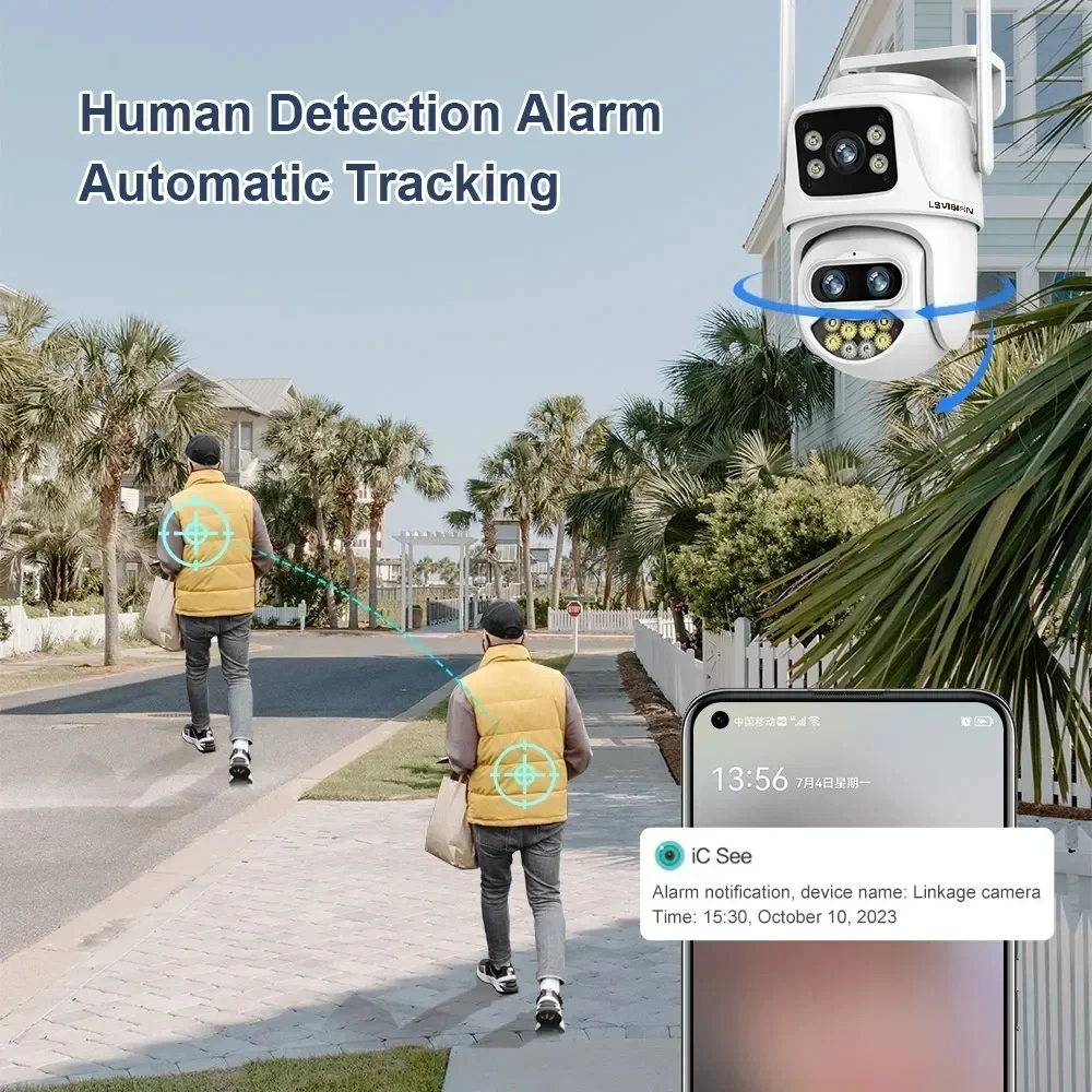 9MP กล้อง IP Wi-Fi 4K สามเลนส์ซูม8X กลางแจ้งกล้อง PTZ กล้องติดตามอัตโนมัติกล้องรักษาความปลอดภัยแบบสีเต็มรูปแบบ