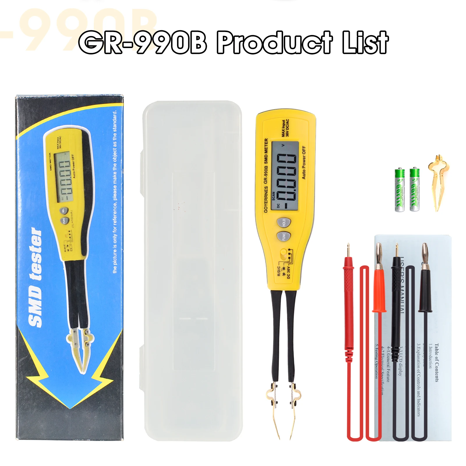 Пинцет SMD, модернизированный мультиметр с счетчиком 4000 для испытаний сопротивления/емкости/диода/содержания с автоматическим диапазоном