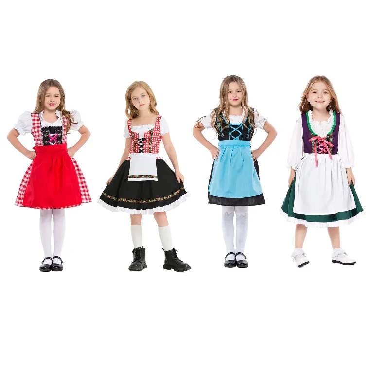 

Classic Kids Oktoberfest Costumes German Oktoberfest Dress Girls Bavarian Festival Party Beer Girl Carnival Cospaly Dirndl Dress