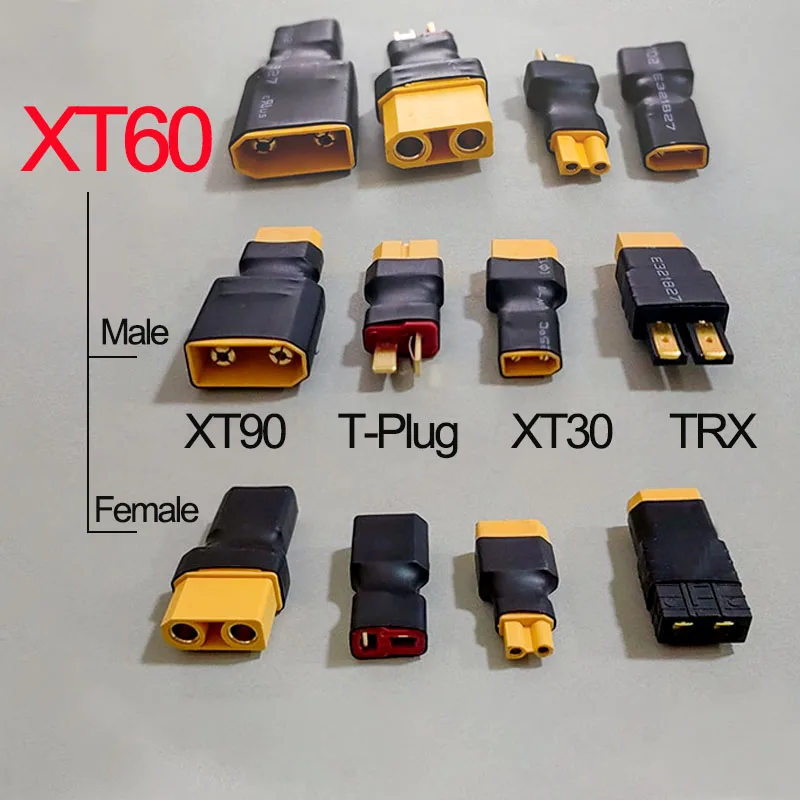 Adaptador de conector de batería RC XT30 XT60 XT90 T-Plug TRX, enchufe macho a hembra para cargador de batería RC LiPo, 1 unidad