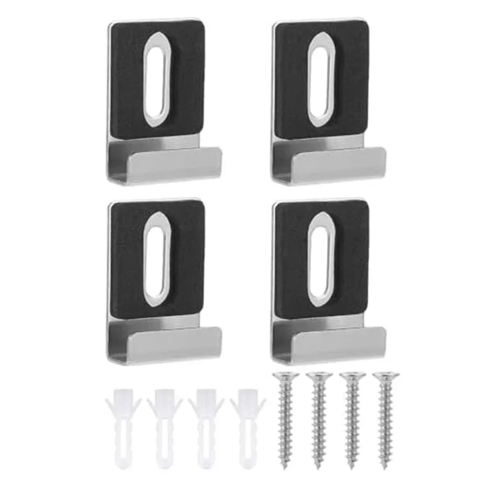 4pcs Bathroom Mirror Fixing Clips Wall Mounting Glass Hanging Clamps With Screws Frameless Mirror Glass Hanger Clamp Hardware
