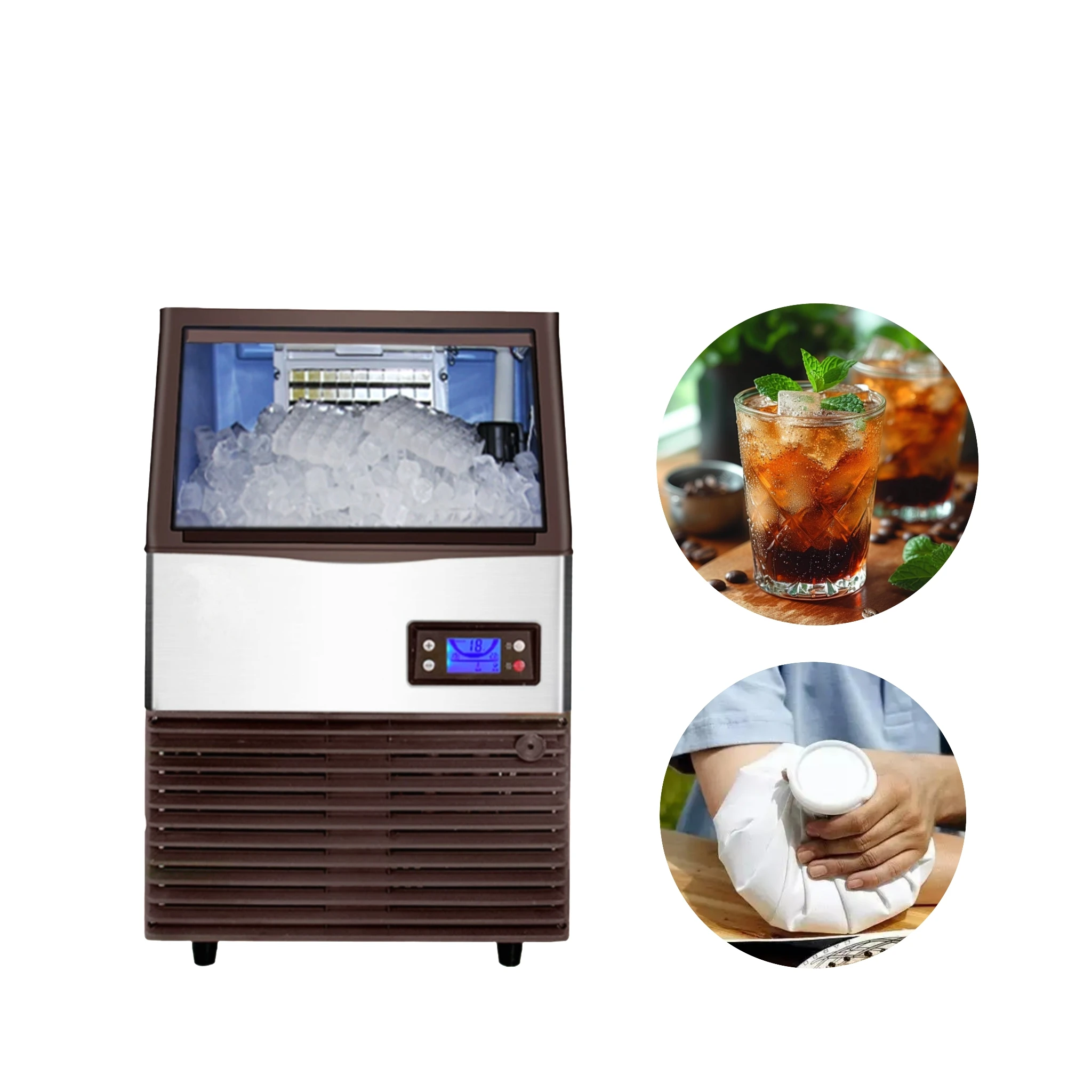 50kg 100kg 150kg 200kg 300kgCommercial Ice Maker Built-in Stainless Steel Free Standing Automatic Ice Making Machine