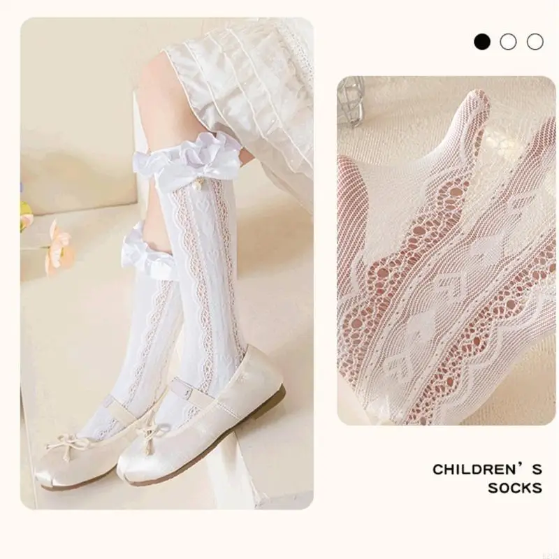 B2QD Girls طول الركبة الجوارب للأطفال 3-13T ، جوارب ديكور القوس الجميلة في الجوارب الأنبوبية لأداء المسرح والحفلات #4