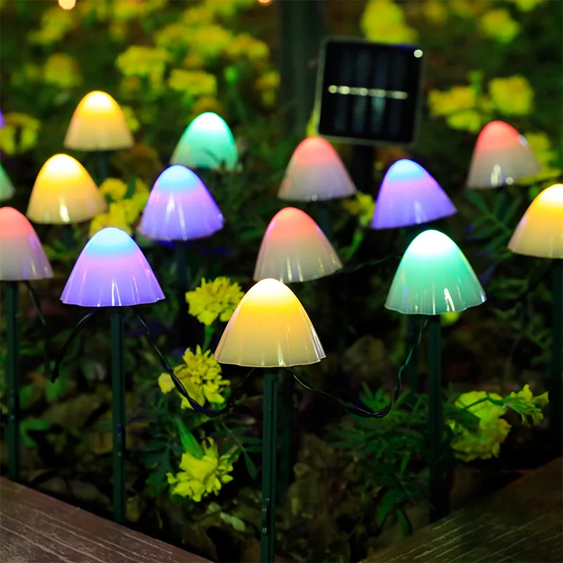 

10 LED Outdoor Solar Mushroom Lights Waterproof Landscape Christmas Garland Fairy String Lamp Lawn Garden Patio Decoration 015