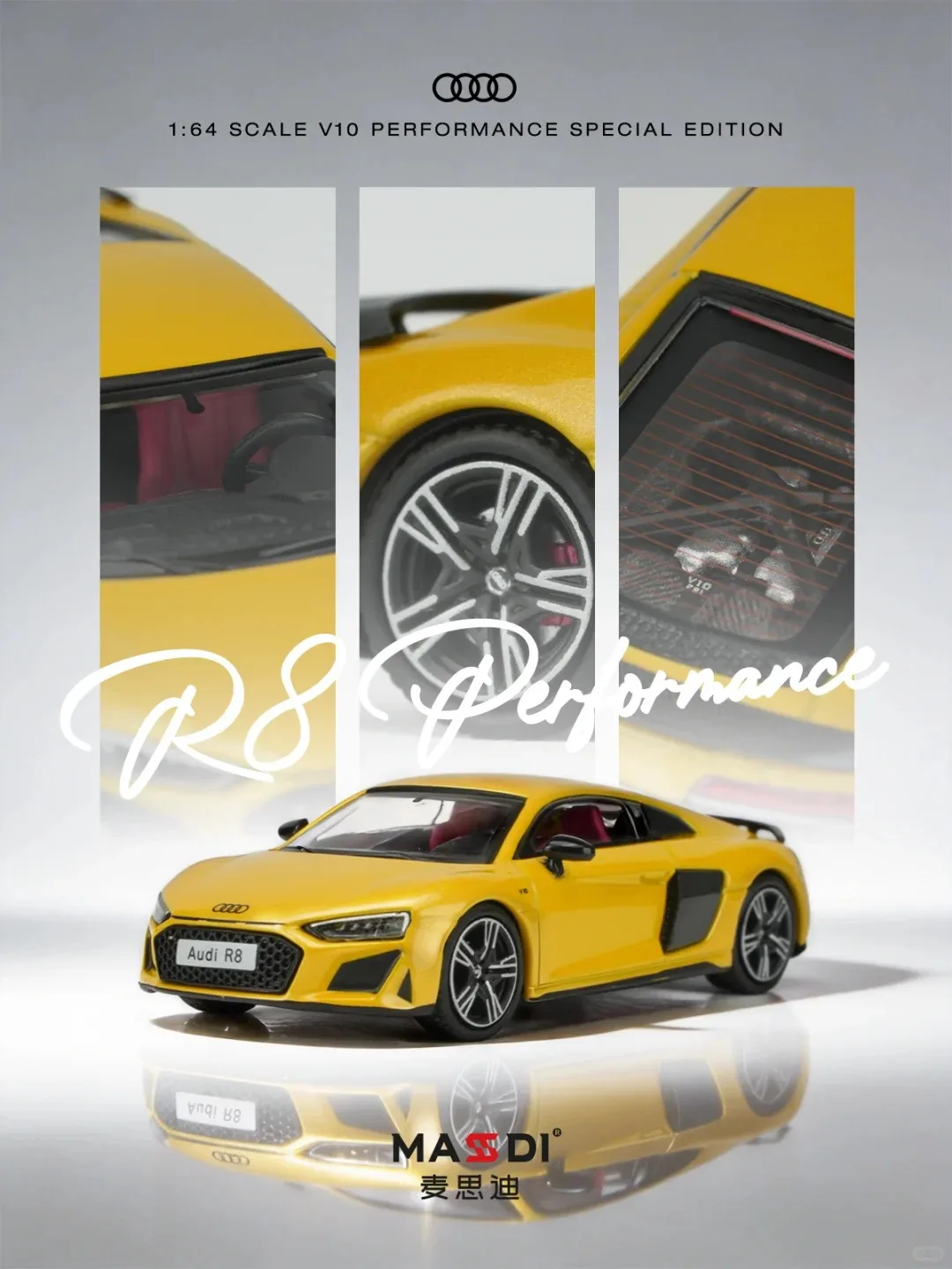 Masdi 1/64 Audi R8 V10 Coupe Performance Supercar Sports Car Alloy