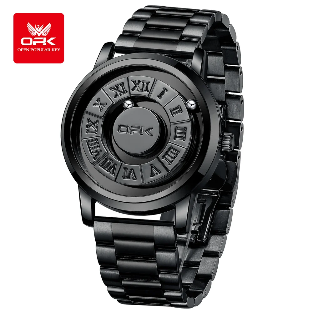 OPK 8181 Quartz Watches For Man Fashion Suspended Magnetic Beads Black Tech Personalized Mirrorless Dial Original  Men's Watches