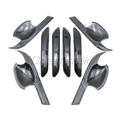 Door Handle + Bowl Cover Kit For Hyundai Elantra CN7 2021-2025 Carbon Fiber Style Exterior Trim With 2 Smart Key Hole