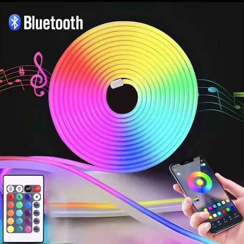 

DC5V RGBIC Neon LED Strip Lights Neon Rope Light with Music Sync DIY RGBIC Dreamcolor Chasing Strip Tape for Home Decor Lighting