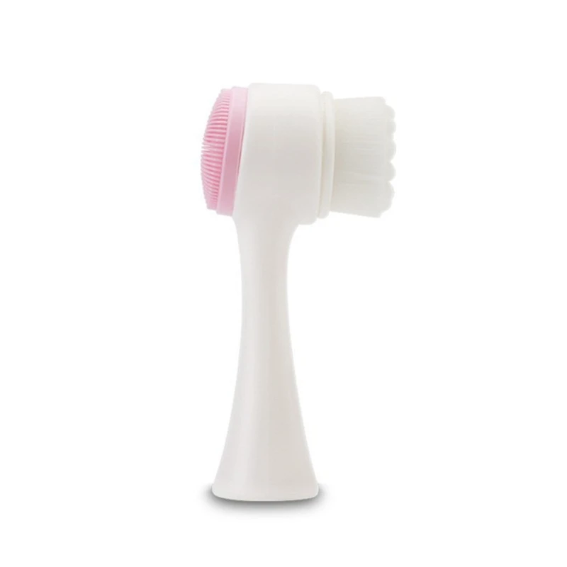 Double Sided Facial Cleansing Brush Silicone Soft Bristles Blackhead Remover Pore Cleaner Exfoliating Massager Waterproof Tool