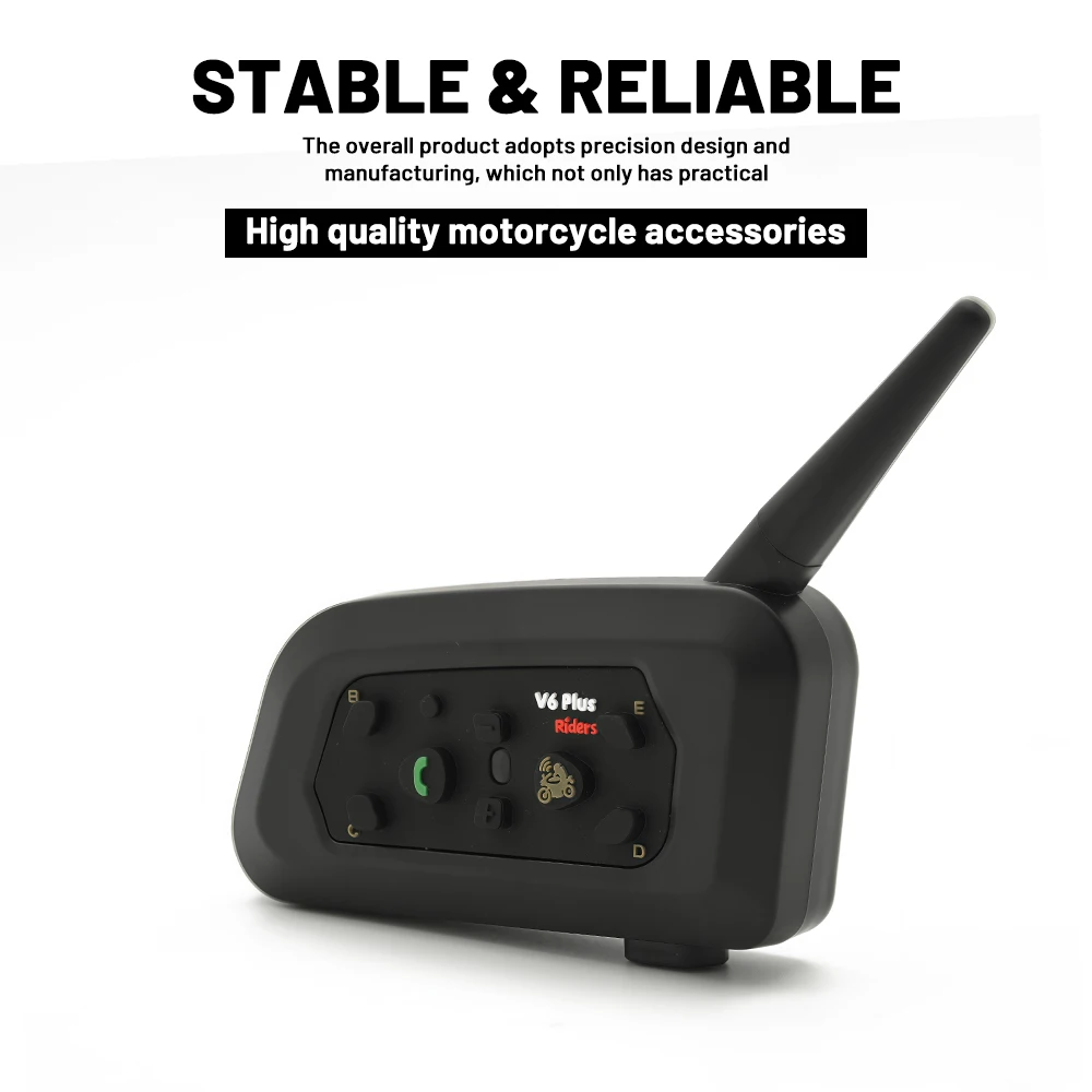 EJEAS V6 PLUS Motorcycle Bluetooth Helmet Headset, 850mAh, 800m 6‑Rider Intercom Communicator, IP65 Waterproof