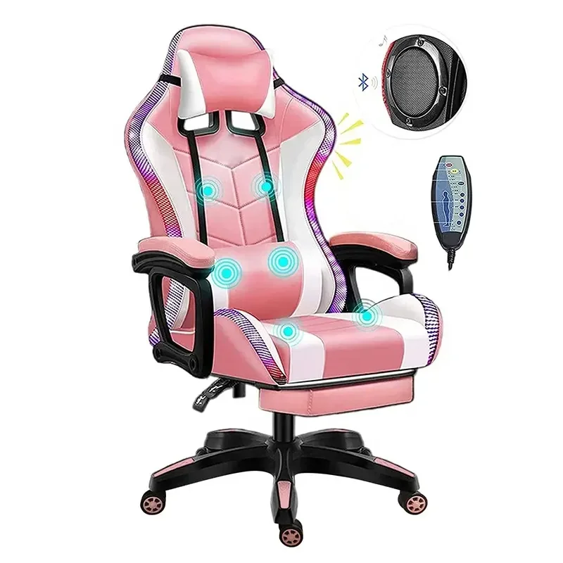 Luxus Gaming Gamer Computer Stuhl Gaming Massage Pu Leder LED Racing Gamer Stuhl mit Fuß stütze