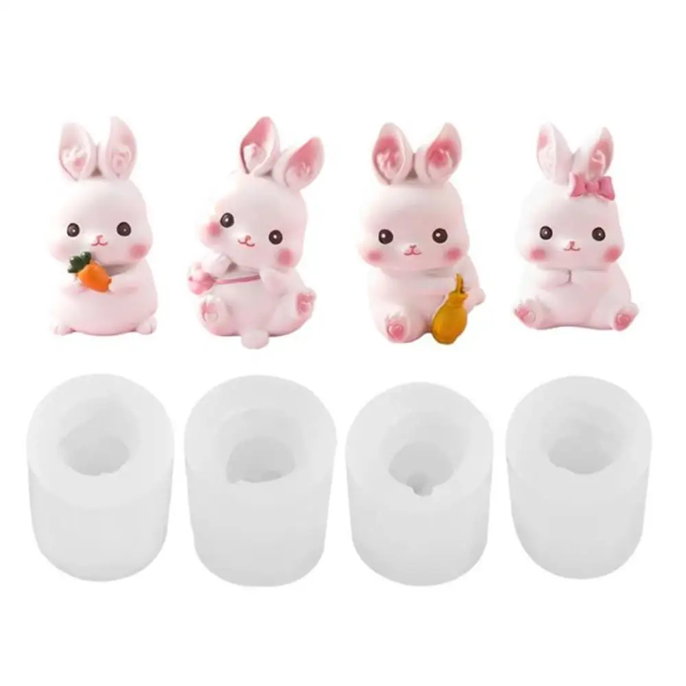 Easter Bunny Silicone Candle Mold Rabbit Animal Soap Aromatherapy Making Mould Ice Cube Chocolate Baking Tool