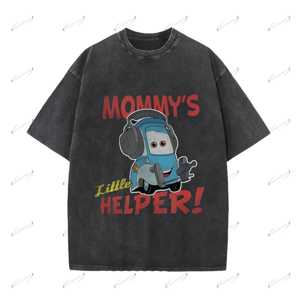 

Disney Pixar «Маленький помощник мамы!» Мужская футболка в стиле ретро — серая хлопковая футболка с коротким рукавом и круглым вырезом, повседневная уличная одежда