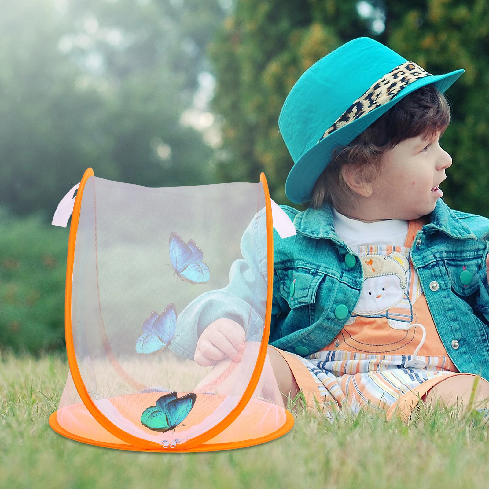 대형 나비 사육장 메쉬 접이식 곤충 서식지 과학 실험용 뒷마당 탐험 투명 디자인